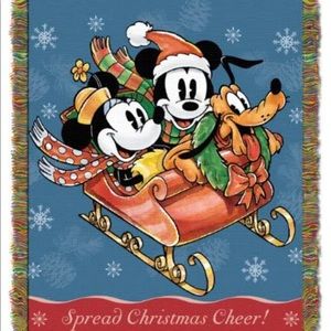 Disney Christmas Mickey Sleigh Tapestry Throw